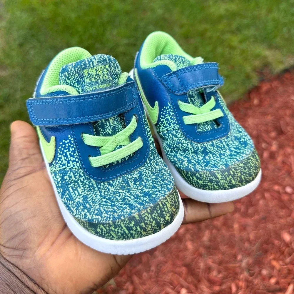 Nike Flex Contact TD Toddler Girl Shoes 2 Pairs Pink Black Blue Green Size 7